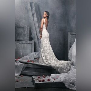 Atlas V-Neck Lace Wedding Dress Blush by Hayley Paige